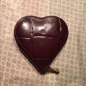 Mulberry Brown Heart Zip Around Coin Purse Pouch